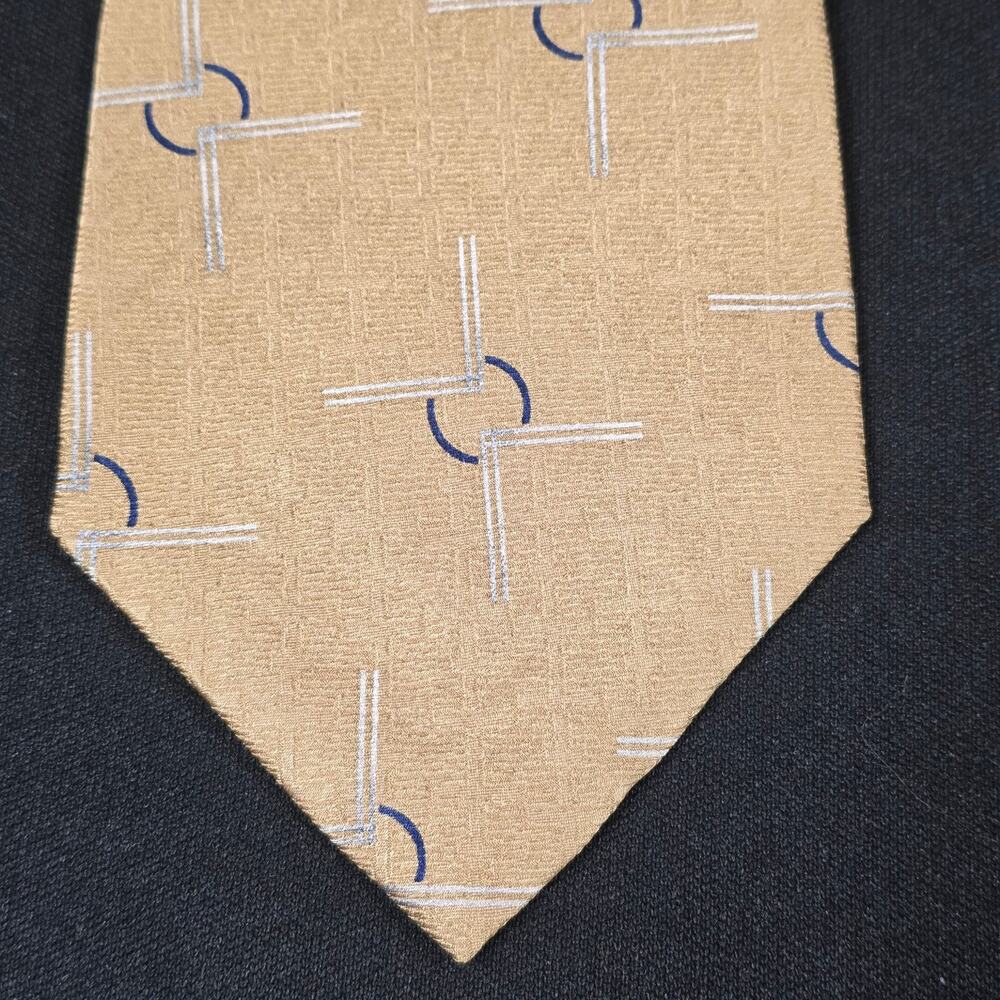 Alexander Julian Colours Men's Gold Navy Silver Geometric 100% Silk Tie